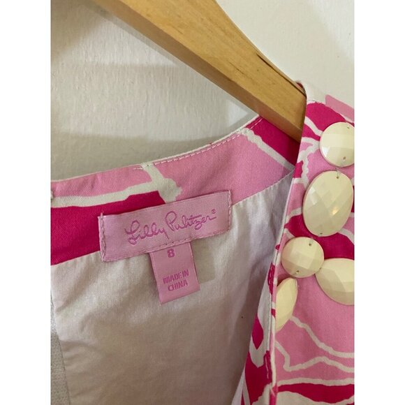 Lilly Pulitzer Women's Kaya Cameo White Pink Printed Dress - 8 - Picture 3 of 14